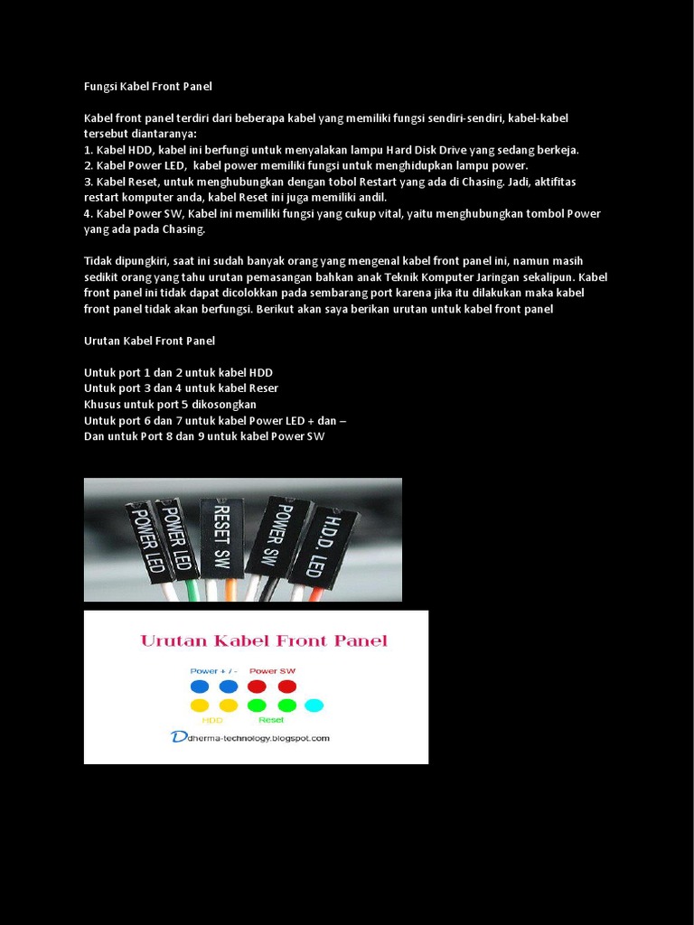 Fungsi Kabel Front Panel | PDF