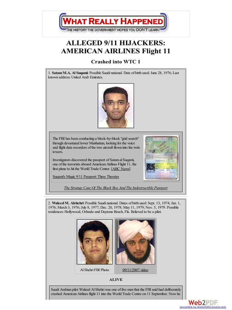 Alleged Hijackers AA Flight 11 (Crashed Into WTC 1) - 3 'Hijackers ...