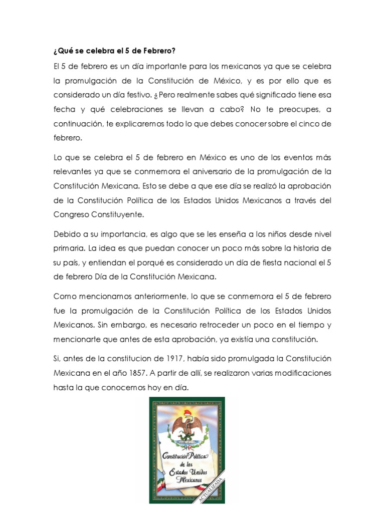 ¿Que Se Celebra El 05 de Febrero? PDF