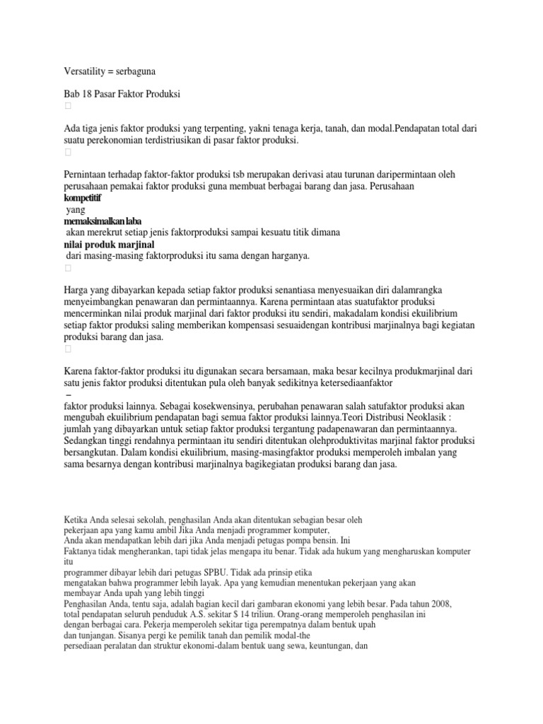 Bab 18 Faktor Faktor Produksi