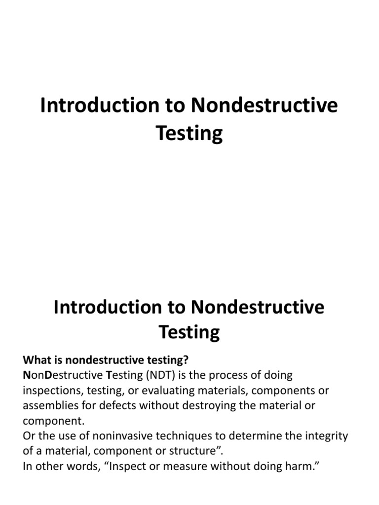 1 Introduction To Nondestructive Testing Pdf Nondestructive Testing