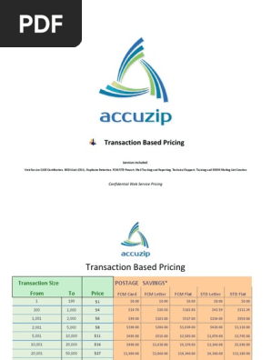 AccuZIPDirectMailRESTfulAPITransactionBased Pricing