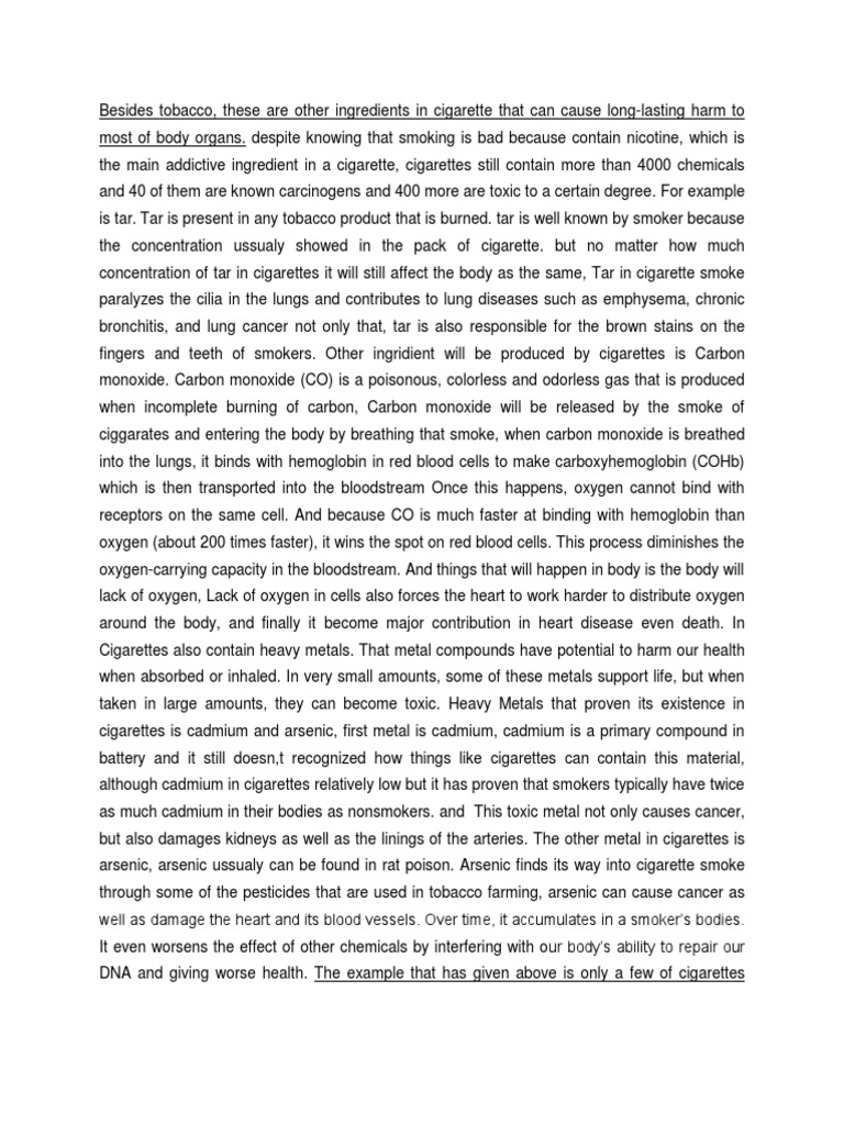 Contoh Essay Bahasa Inggris Rokok | PDF | Cigarette | Carbon Monoxide