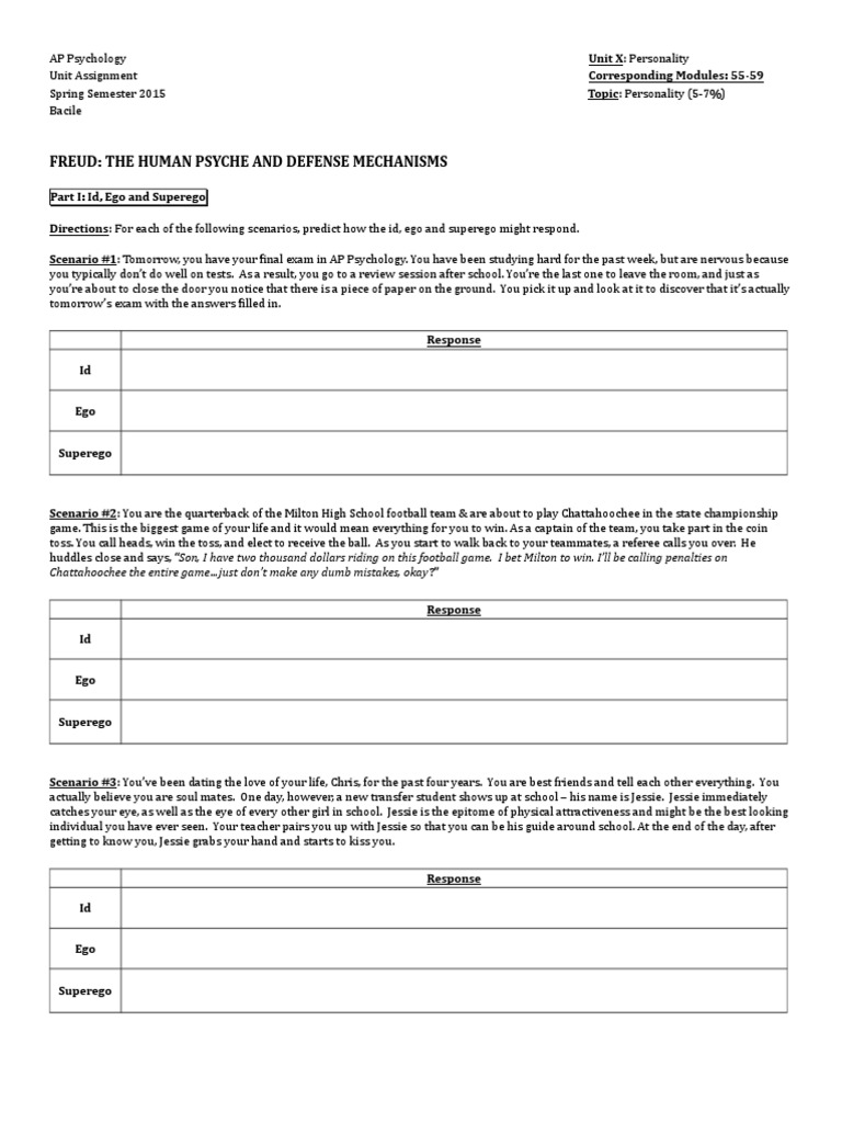 Assignment Defense Mechanisms Defence Mechanisms Id