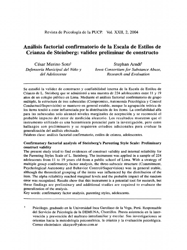 Test Estilos De Crianza Pdf Pdf Validez Estadísticas Psicometría