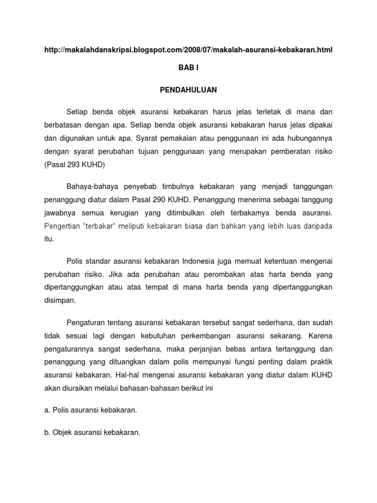 Makalah Asuransi Kebakaran PDF
