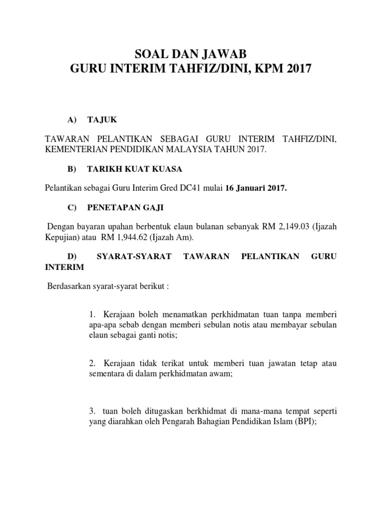 Soal Dan Jawab Guru Dini  PDF