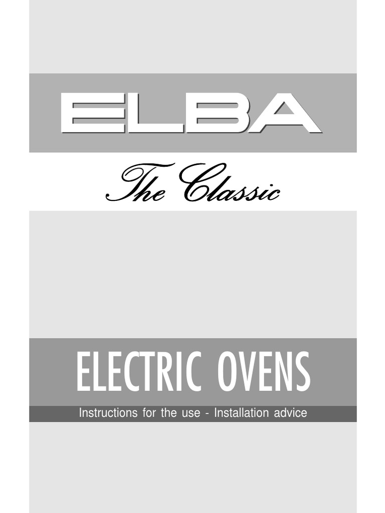 Elba Oven Manual PDF Grilling Roasting