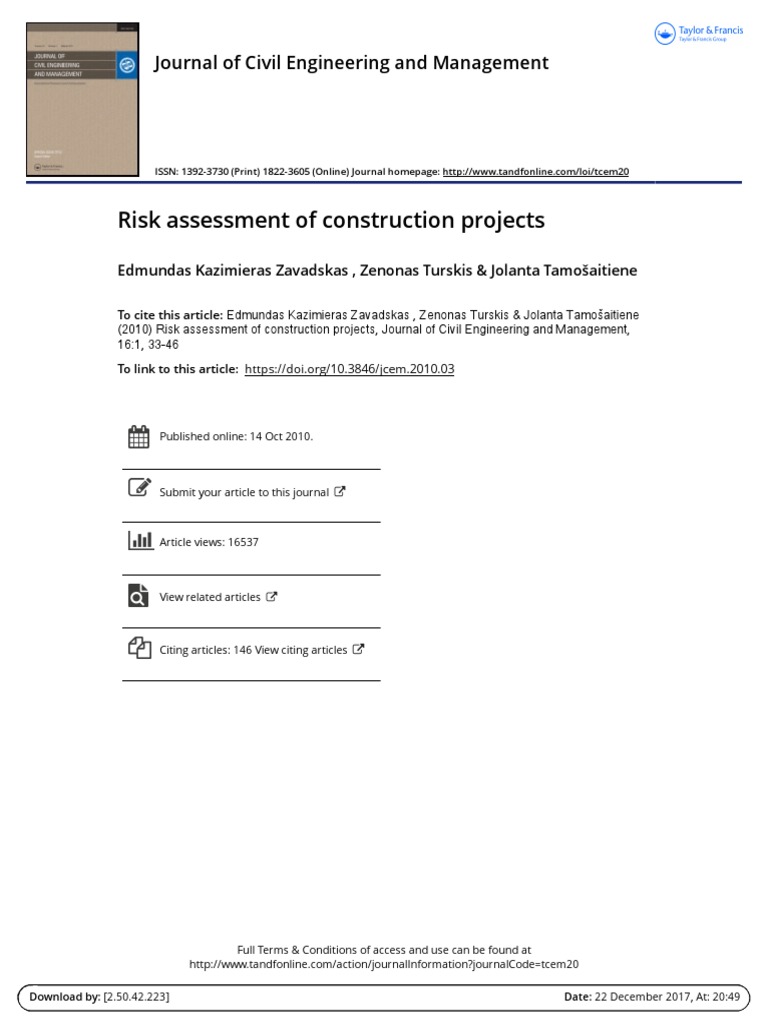Risk Assessment of Construction Projects | Risk | Risk Management