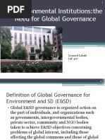 Environmental Institutions:the Need For Global Governance: Leonard Labaki IAF 407