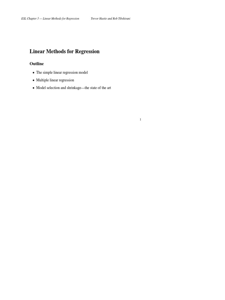 Linear Methods For Regression: Outline | PDF | Ordinary Least Squares ...