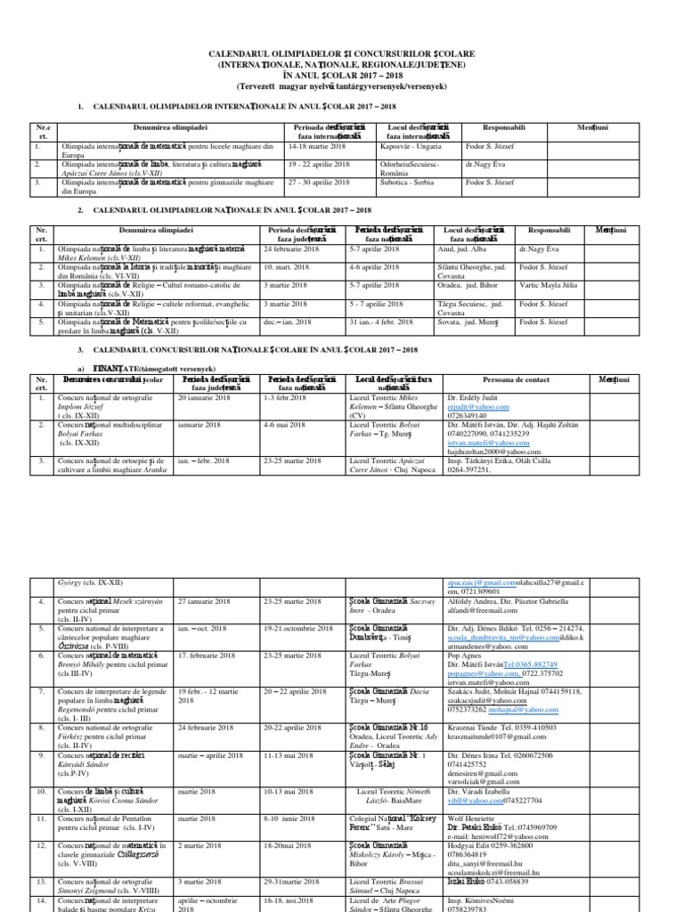 Calendarul Olimp Si Con Sc Lb Magh 2018