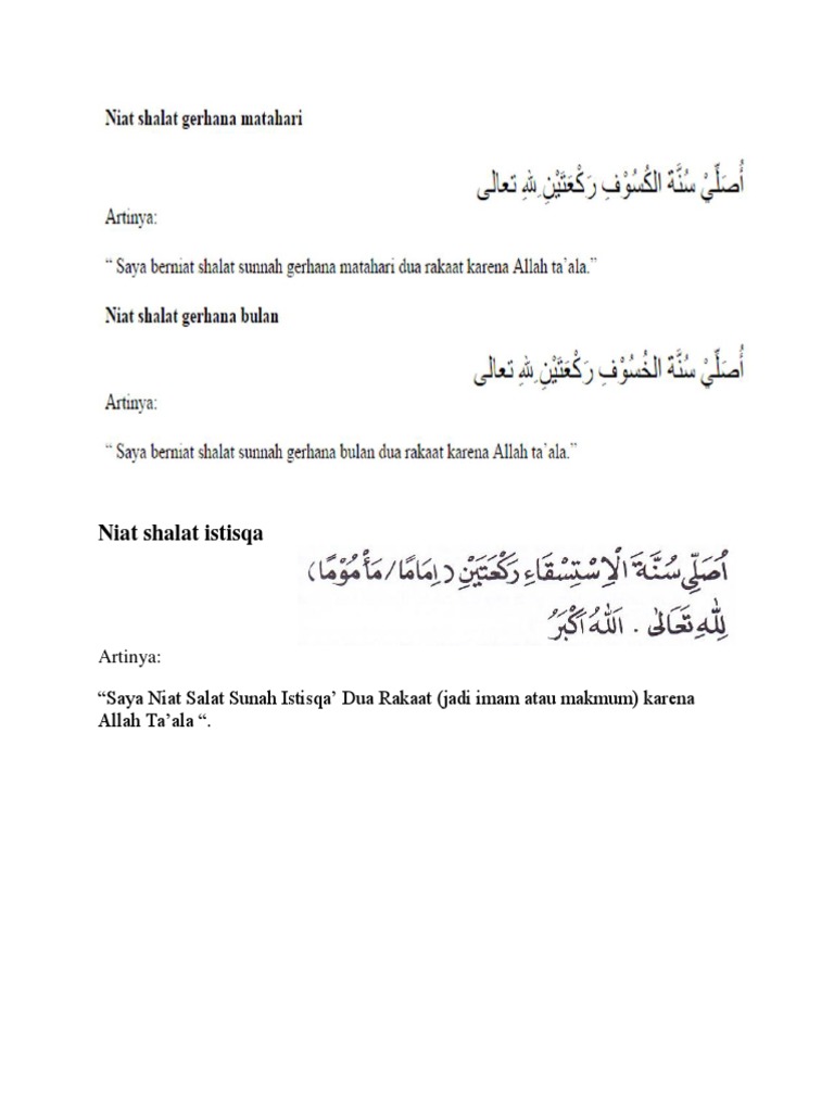 Niat Shalat Istisqa