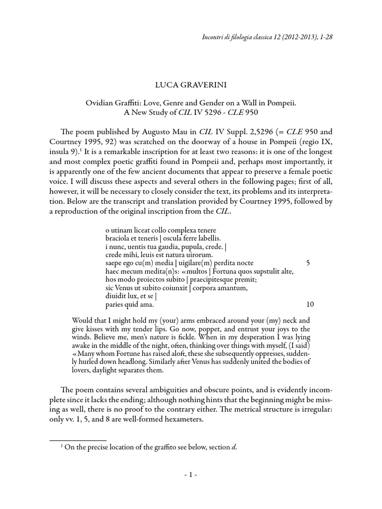 Graverini A New Study of CIL IV 5296 PDF Ovid Poetics