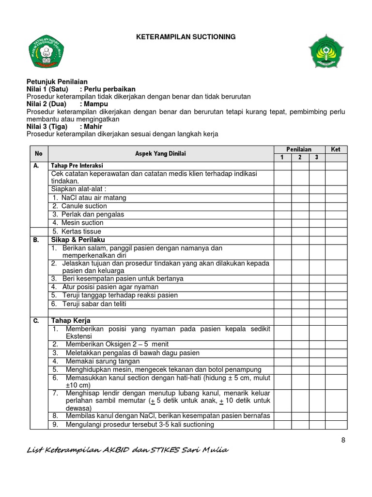 Keterampilan Suctioning di AKBID Sari Mulia | PDF