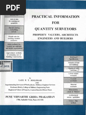 Manual For Quantity Surveyors Pound Mass Litre - 
