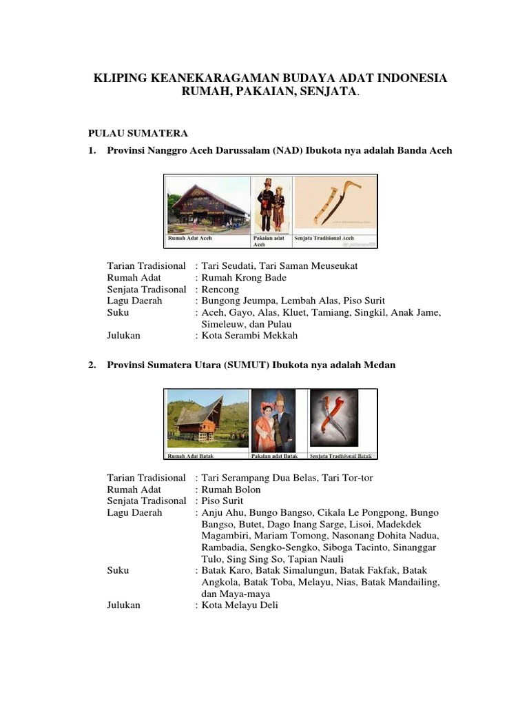 Kliping Keanekaragaman Budaya Adat Indonesia Pdf
