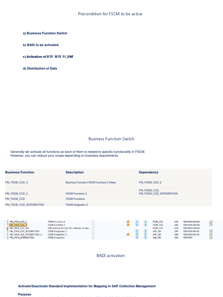 FSCM Activation Preconditions Overview | PDF | Data | Information ...