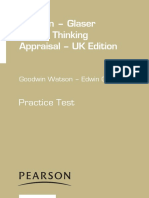 Watson - Glaser Critical Thinking Appraisal - UK Edition: Practice Test