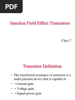 Junction Field Effect Transistors: Class 7