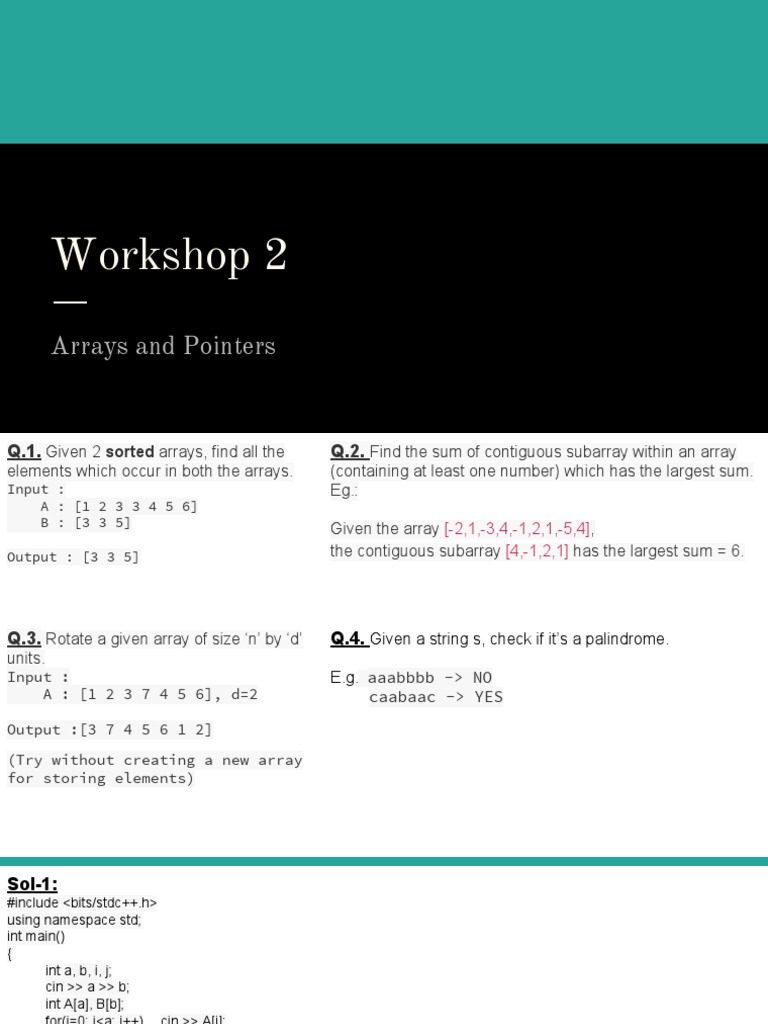 Workshop 2: Arrays and Pointers | PDF | Software Development | Computer ...
