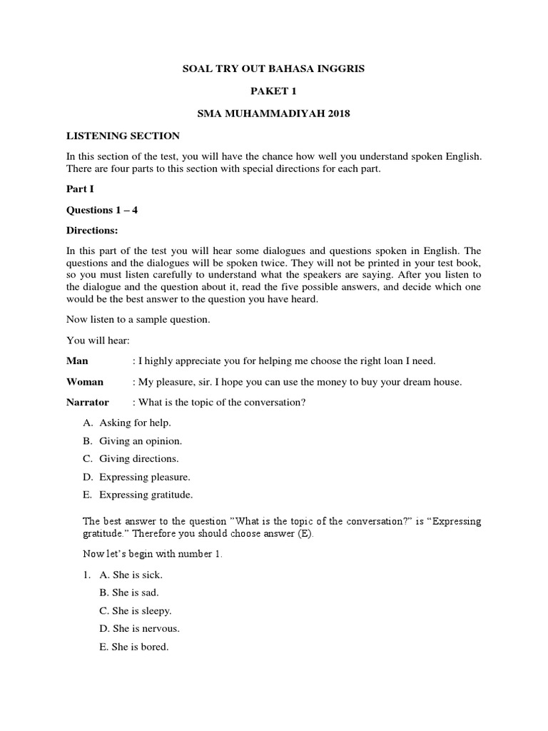 Soal Try Out Bahasa Inggris Bali Albert Einstein