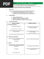 Detailed Lesson Plan in Language Iii I. Objectives