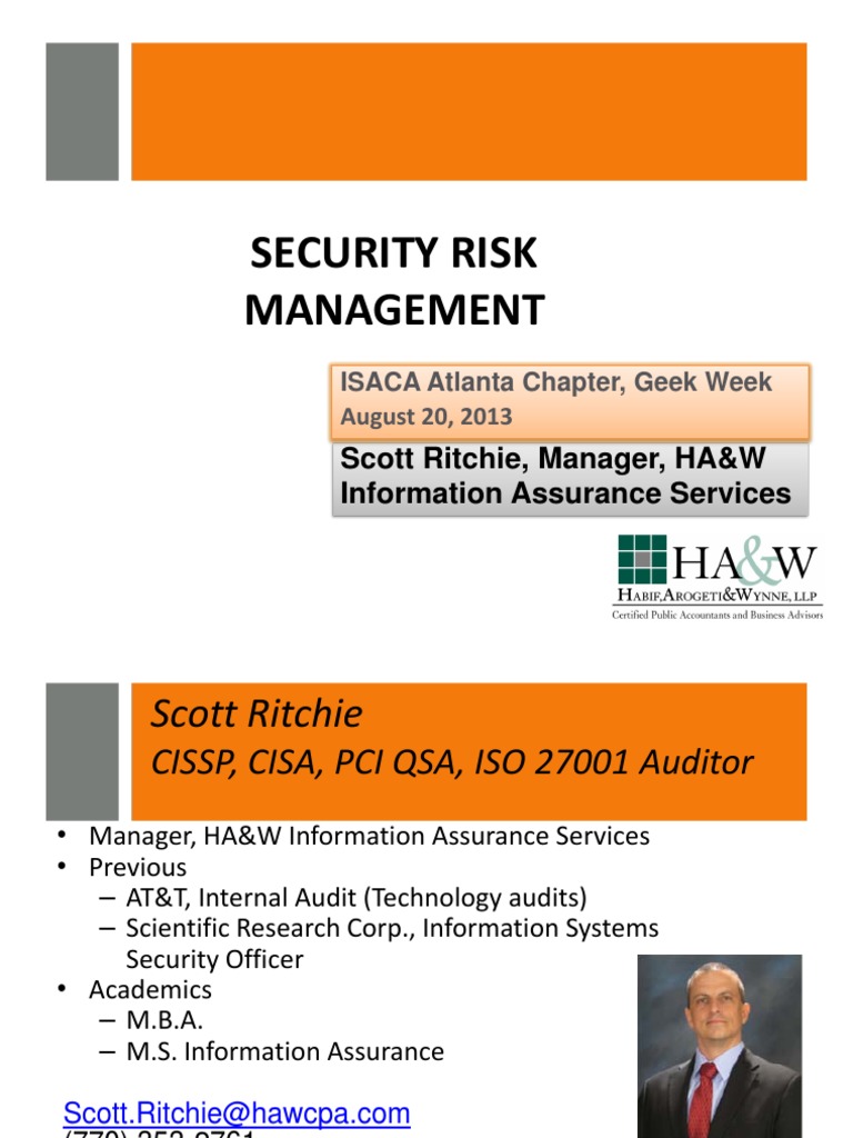 Security Risk Management | PDF | Threat (Computer) | Risk