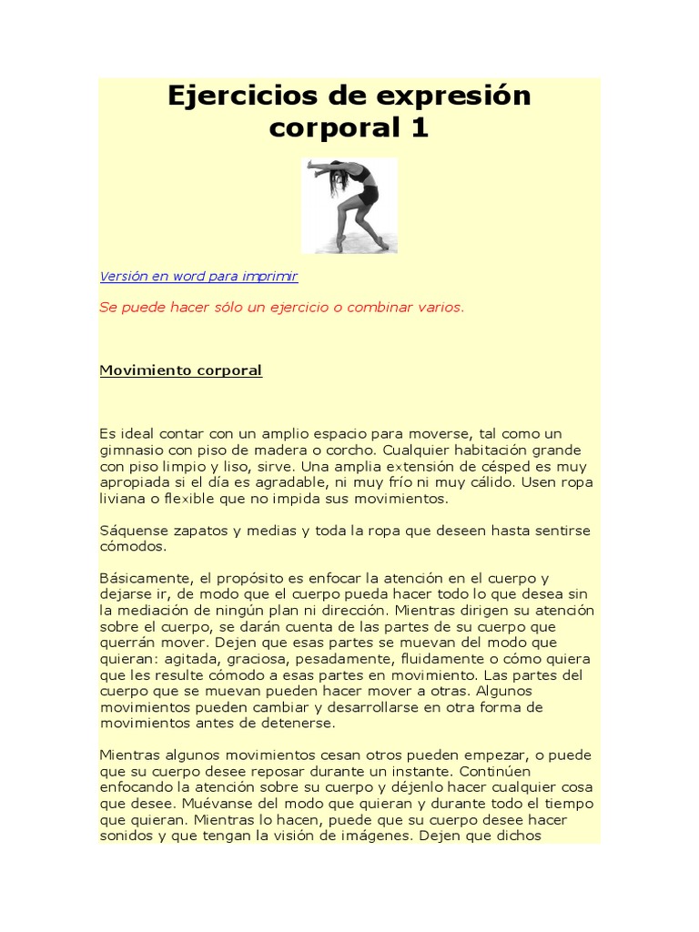 Ejercicios de expresión corporal para niños | PDF | Ocio | Naturaleza