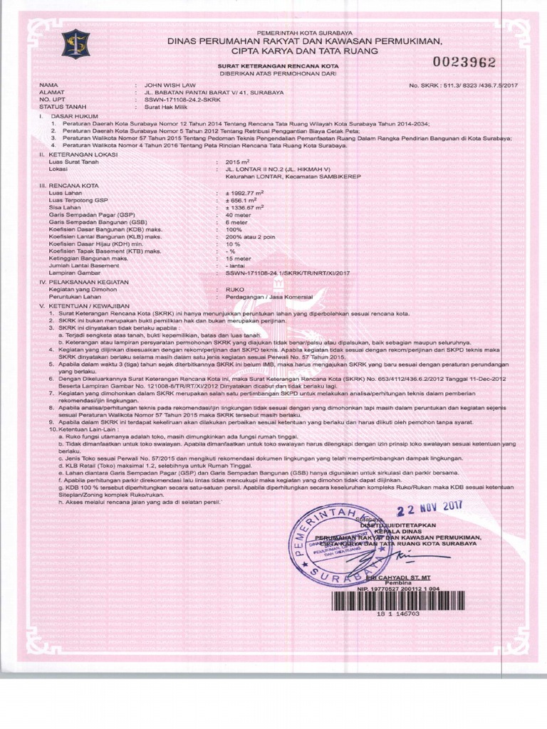 SKRK untuk Ruko di Surabaya | PDF