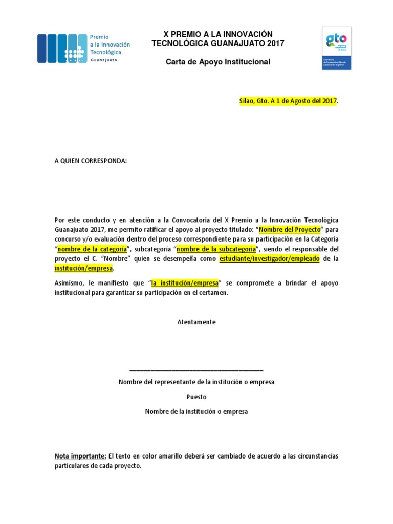 2formato de Carta de Apoyo Institucional PDF