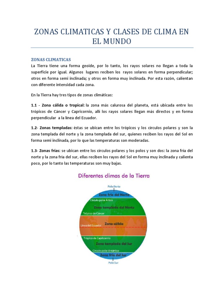 Zonas Climaticas y Clases de Clima en El Mundo | PDF | Zona tropical ...