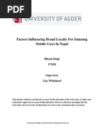 Factors Influencing Brand Loyalty For Samsung Mobile User in Nepal - With Questionnaire