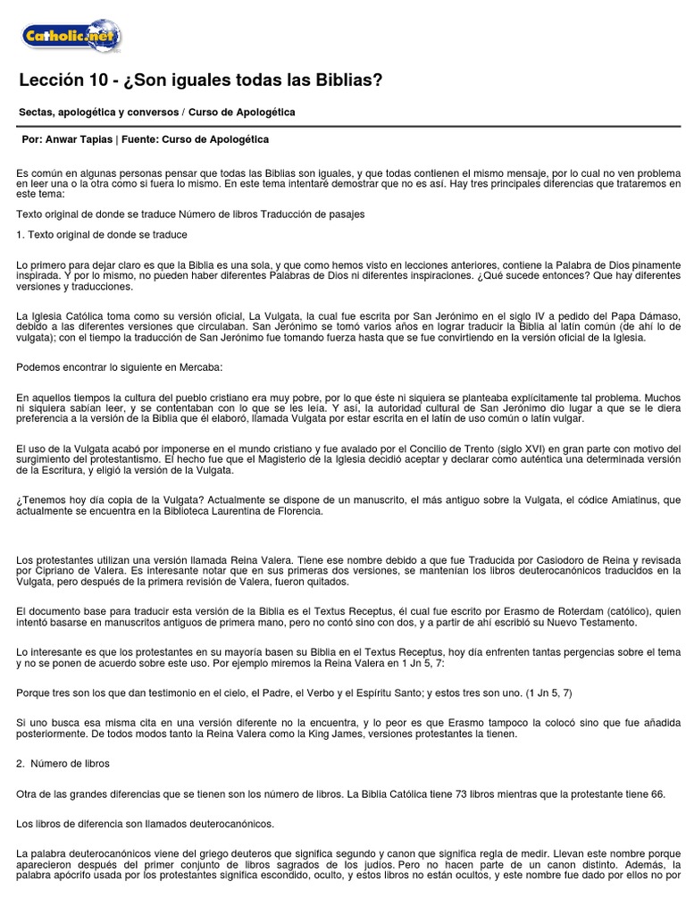 En Que Creen Los Testigos De Jehova Catholic Net Catholic Net | PDF | Septuaginta | Biblia
