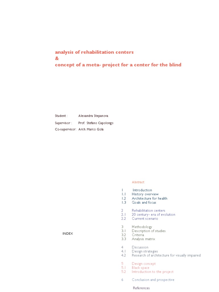 thesis on rehabilitation centre