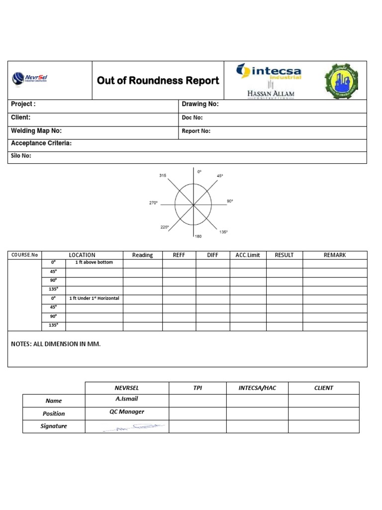 Out of Roundness Assessment Report | PDF | Technology & Engineering