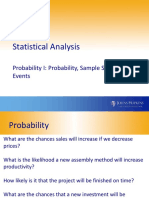 Statistical Analysis: Probability I: Probability, Sample Spaces and Events