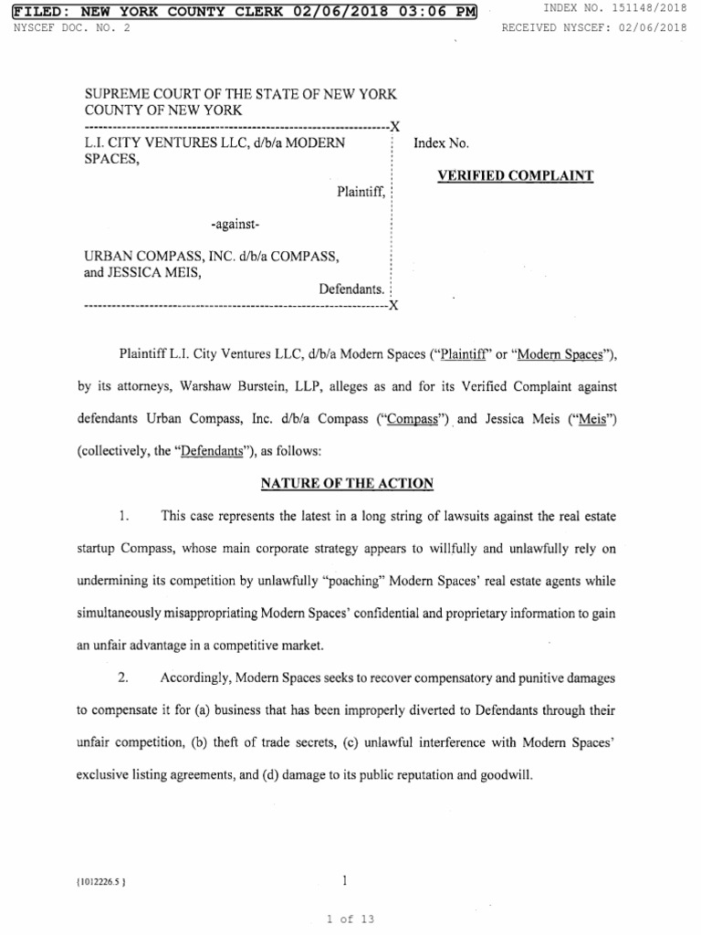 MS Complaint PDF Tortious Interference Trade Secret