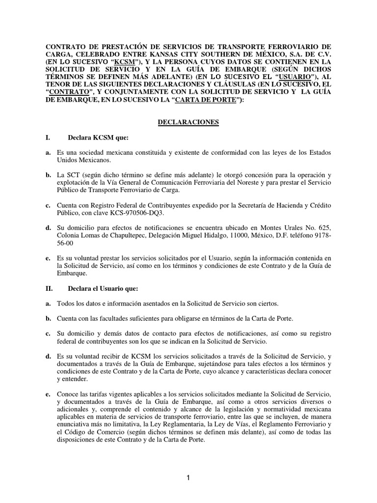 KCSM Rules Tariff Spanish October 2014+spanish PDF Material