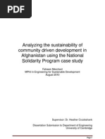 Analyzing The Sustainability of Community Driven Development in Afghanistan Using The National Solidarity Program Case Study