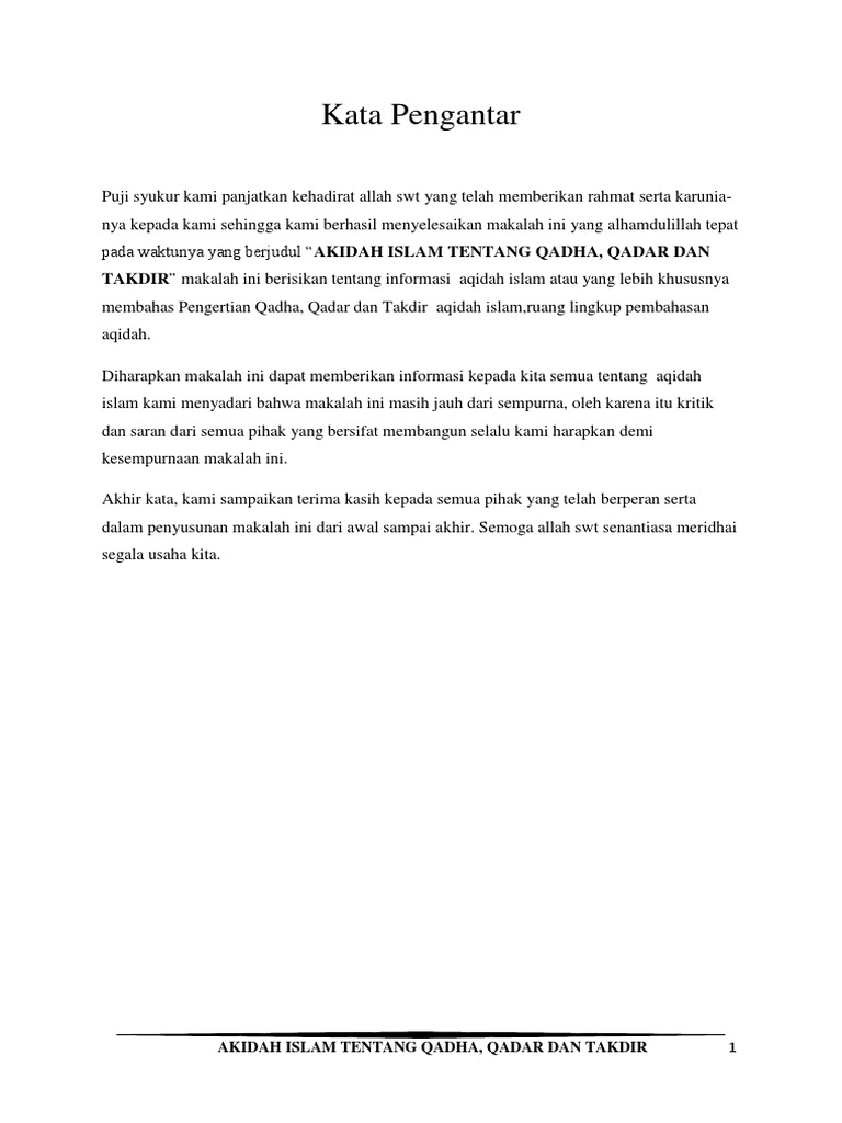 Akidah Islam Tentang Qadha Docx
