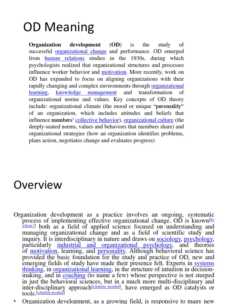 OD Meaning and Concepts | PDF | Organization Development | Applied
