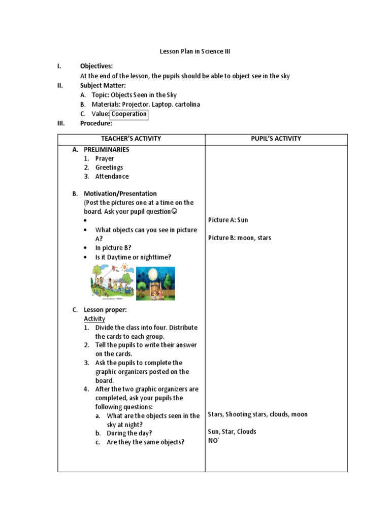 Lesson Plan in Science III | PDF