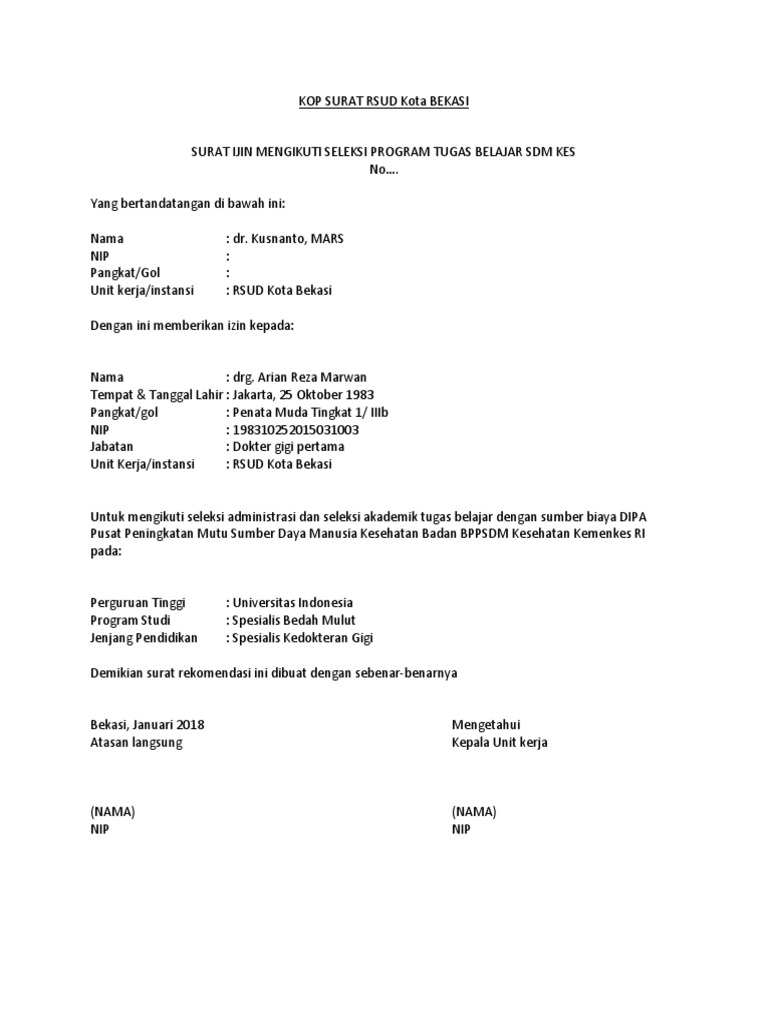 Contoh Kop Surat Rt Kota Bekasi Contoh Kop Surat