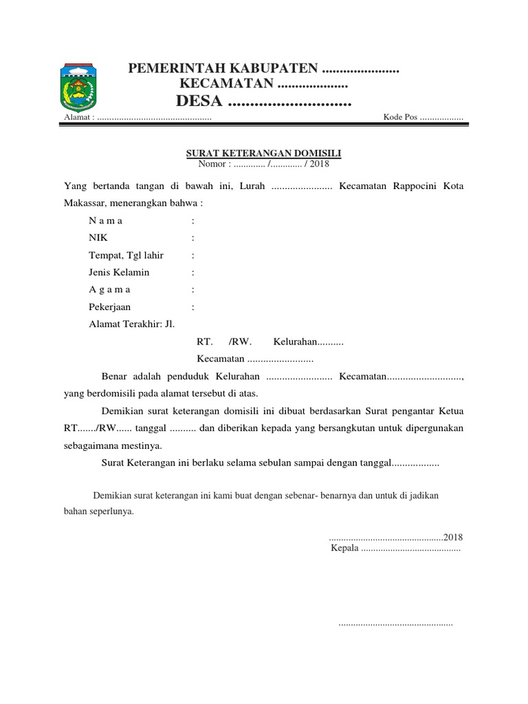 Domisili Pribadi Kosong