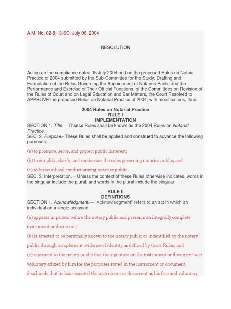 Rules on notarial practice as amended pdf notary public