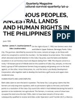 Indigenous Peoples, Ancestral Lands and Human Rights in The Philippines - Cultural Survival