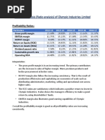 Financial Analysis of Olympic Industries Limited