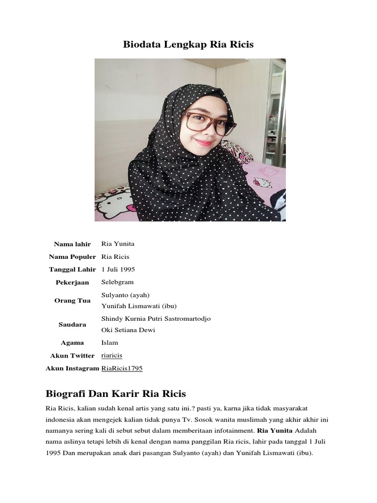 Biodata Lengkap Ria Ricis