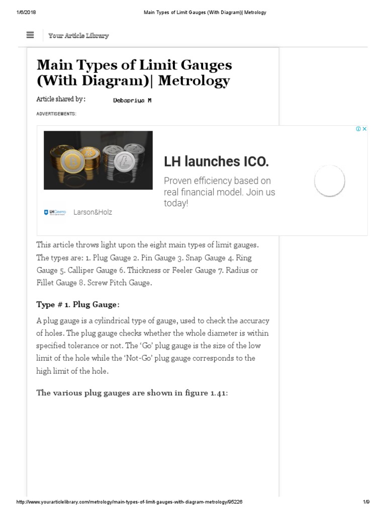 Main Types of Limit Gauges (With Diagram) Metrology PDF Tools